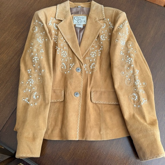 Cripple Creek Western Suede Leather Beaded Blazer Jacket Size Small - Picture 8 of 16